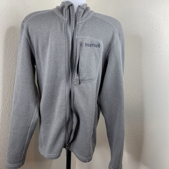 Marmot Full Zip Gray Fleece Jacket Men’s Sz Medium Coat Cozy Warm - Picture 2 of 7